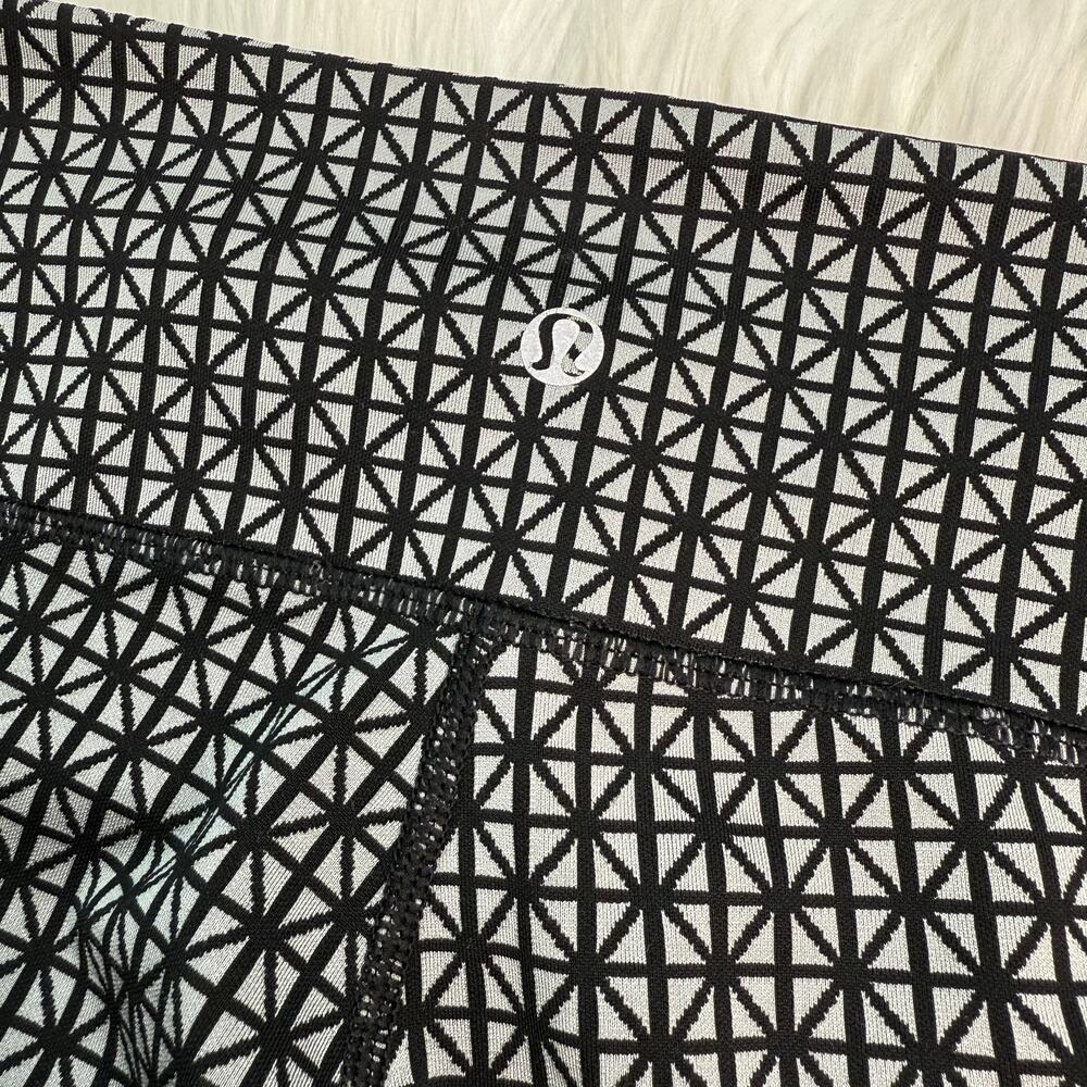 Lululemon Wunder Under Full On Luon Leggings Tri Geo Silver Spoon Black‎ Size 8 - Picture 8 of 16